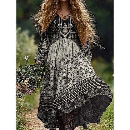 Vintage Boho Embroidered Maxi Dress