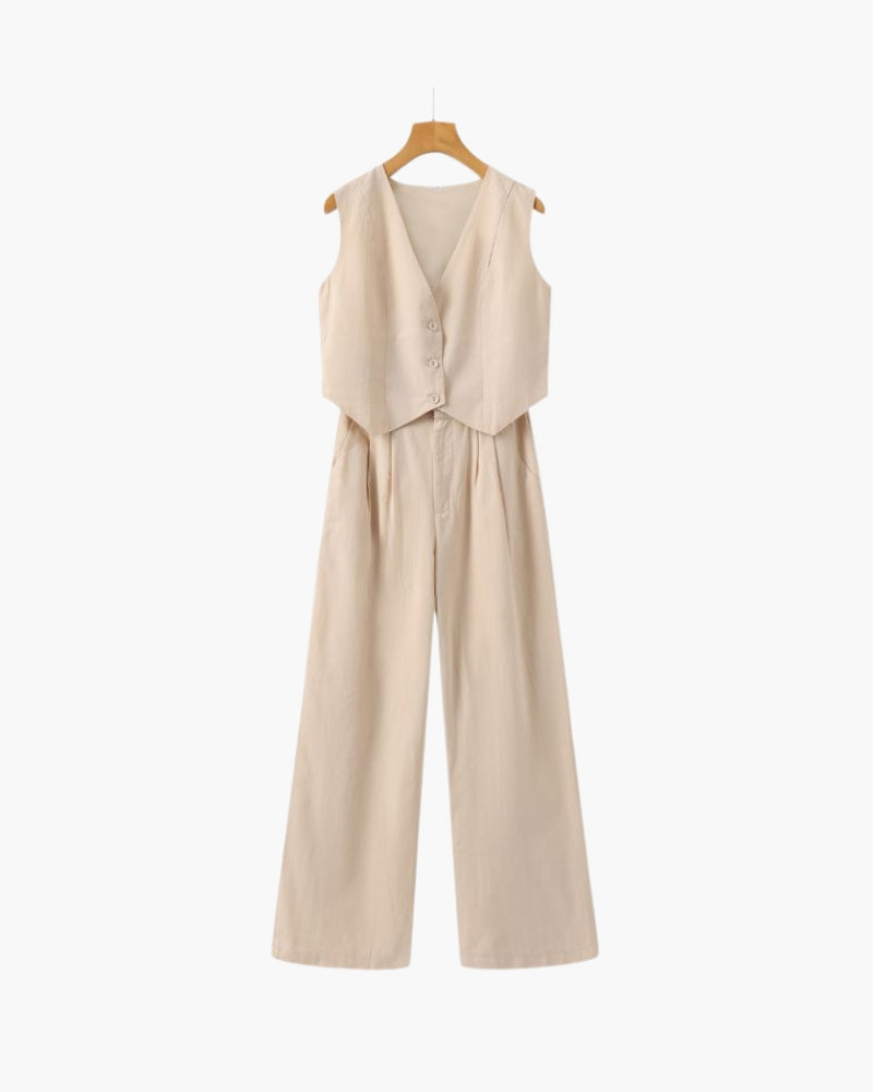 Classy Lady - Two-Piece Linen Set