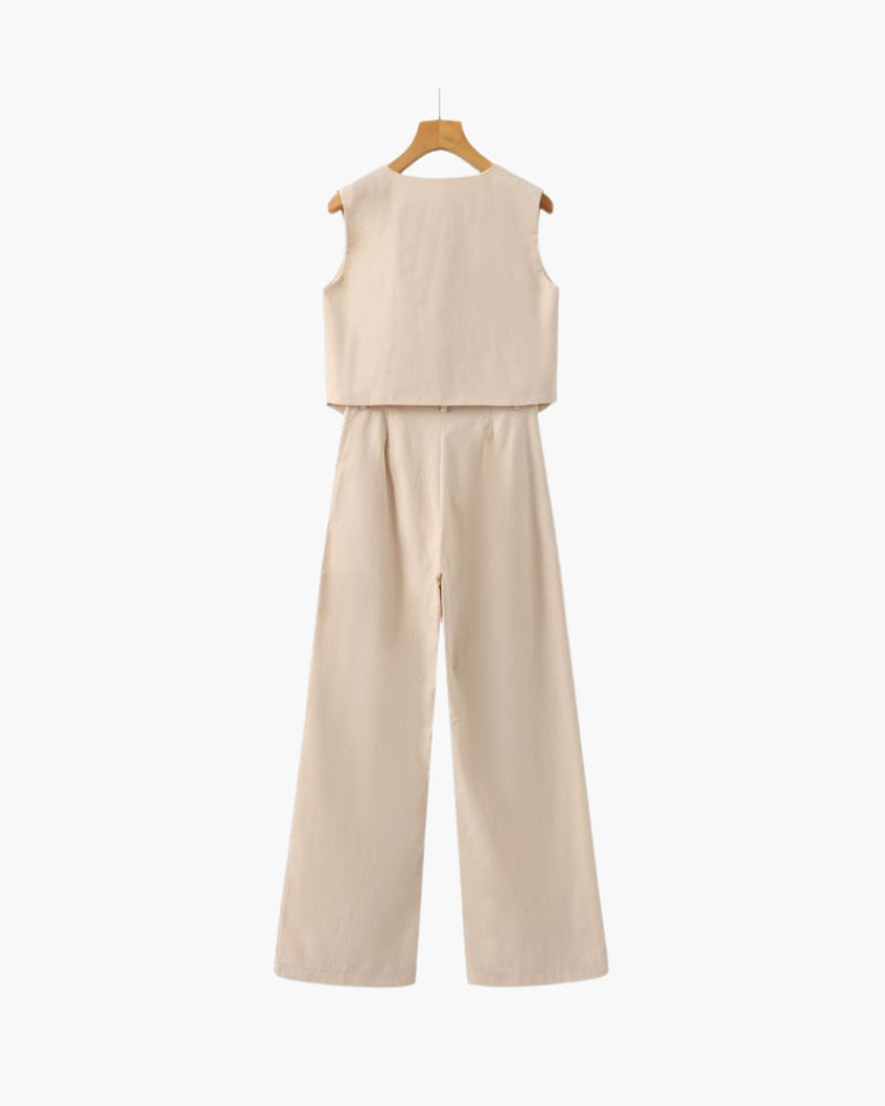 Classy Lady - Two-Piece Linen Set