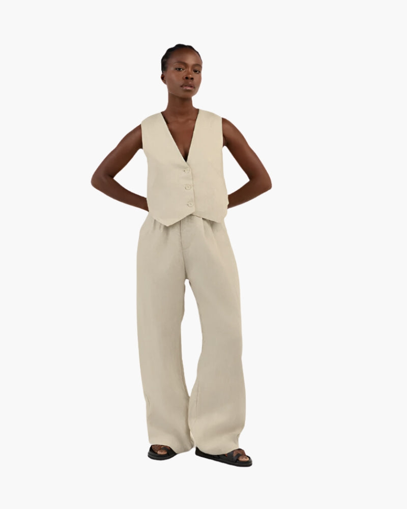 Classy Lady - Two-Piece Linen Set