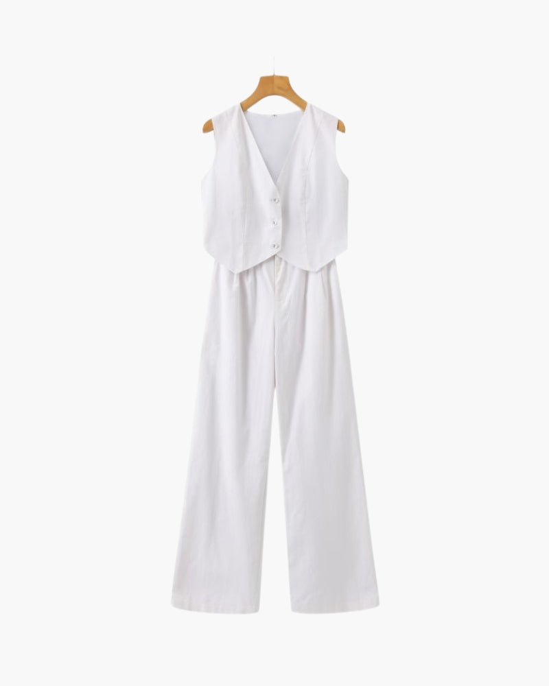 Classy Lady - Two-Piece Linen Set