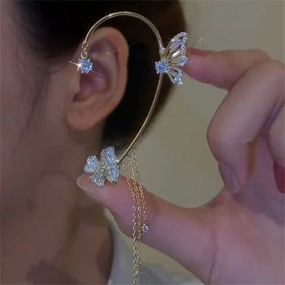 Ear Clips with Butterfly and Flower Design - No Piercing Required